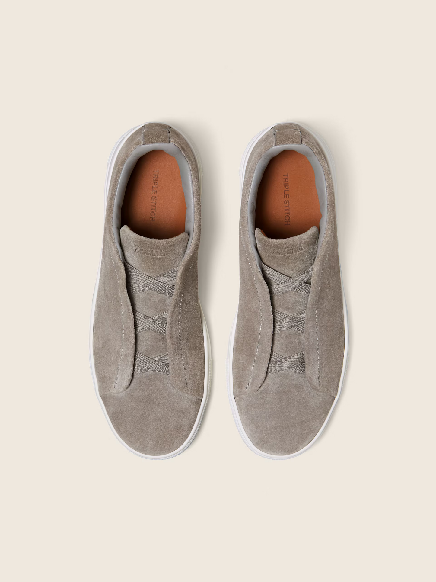 The Grey Melange Suede Triple Stitch Sneakers