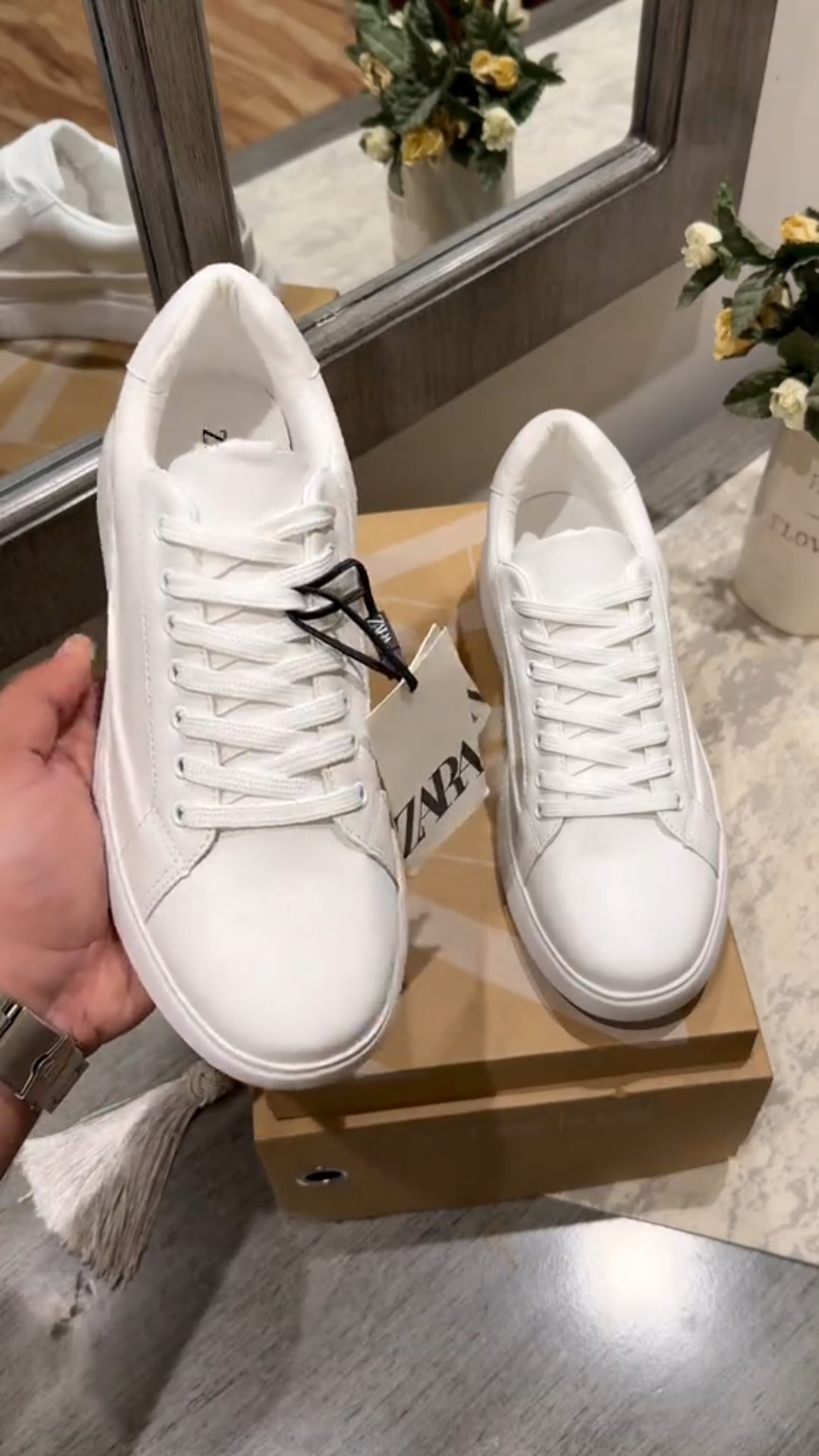 Pure White Platform Low Top Leather Sneakers