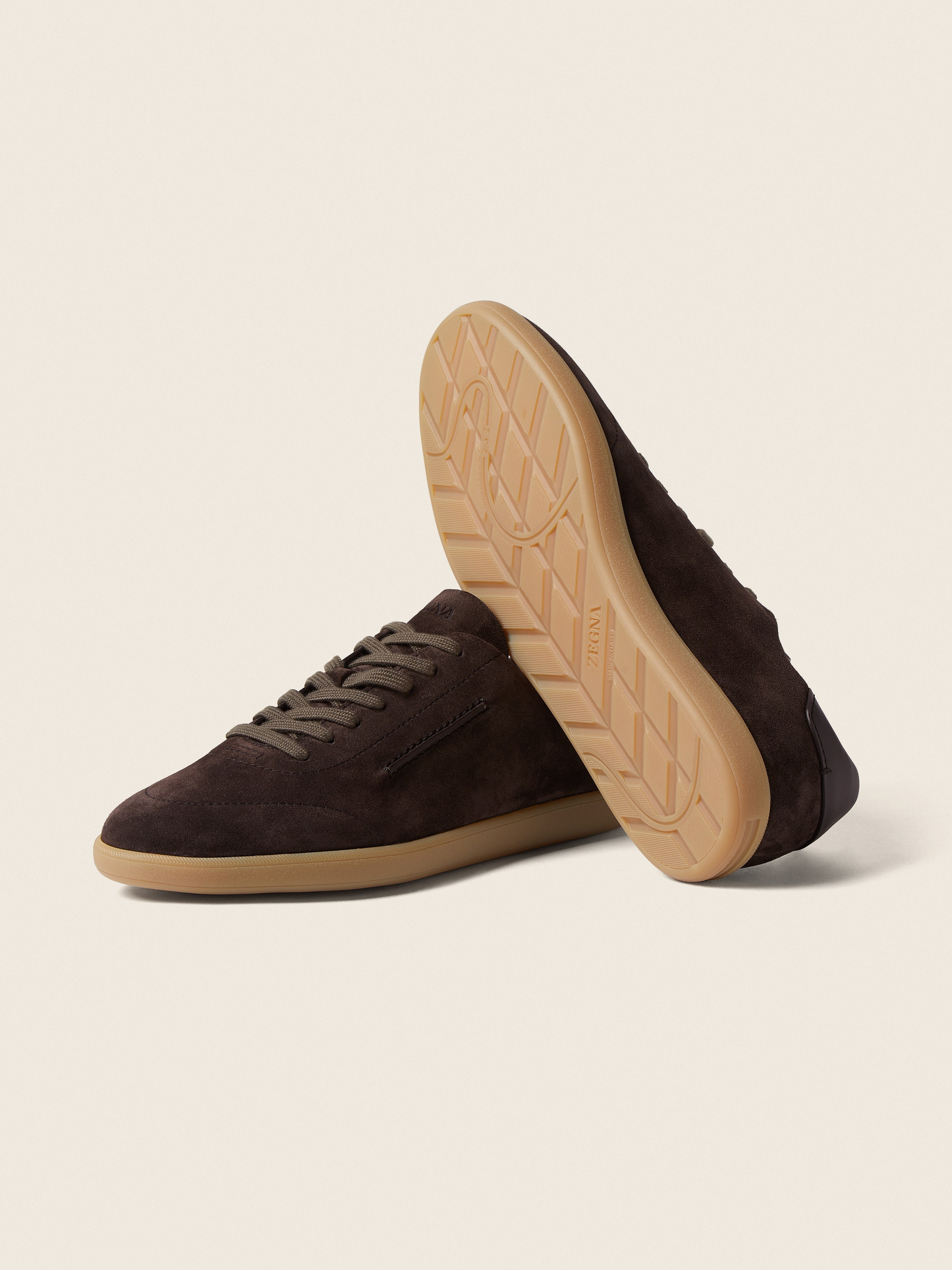 Triple Stitch Dark Brown Suede Low Top Sneaker