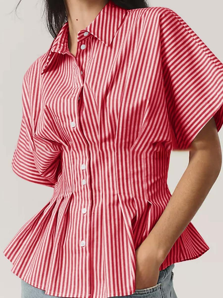 Exaggerated Sleeve Pleated Blouse