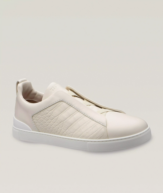 Triple Stitch Alligator Leather Sneakers