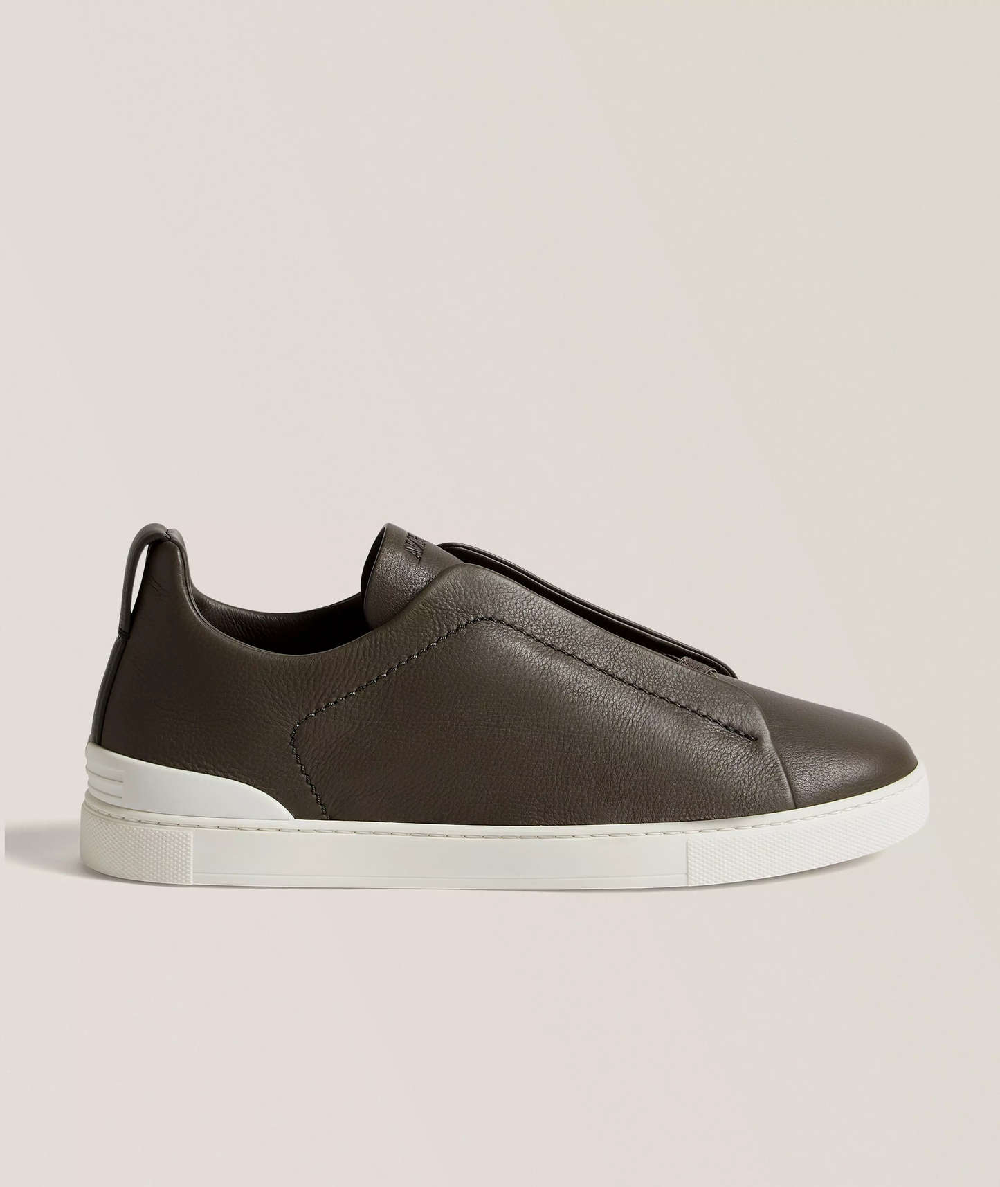 Triple Stitched Military Green Leather Sneakers
