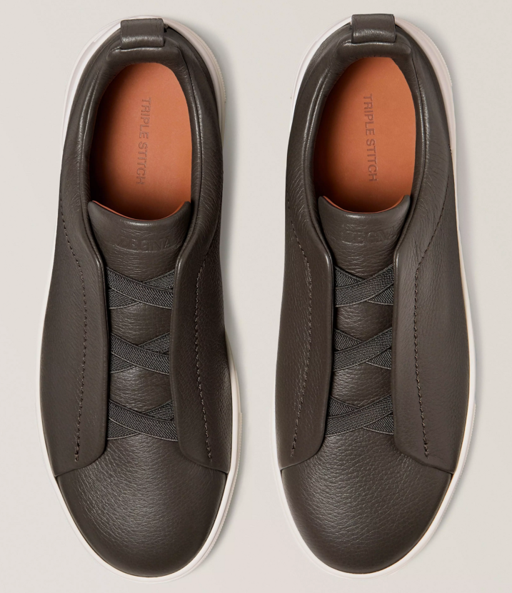 Deerskin Triple Stitch Leather Sneakers