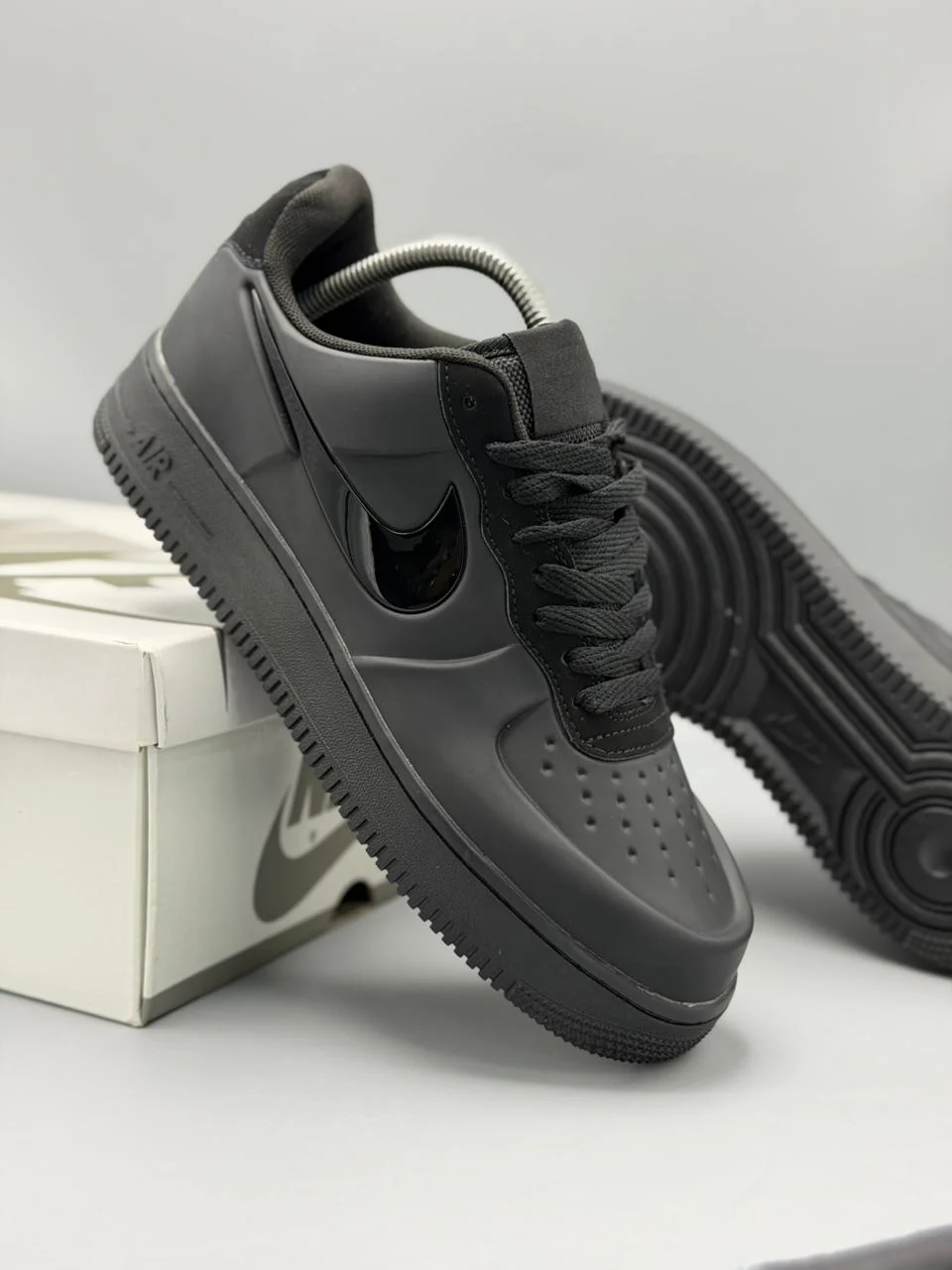 Black Gloss Finish Casual Sneakers