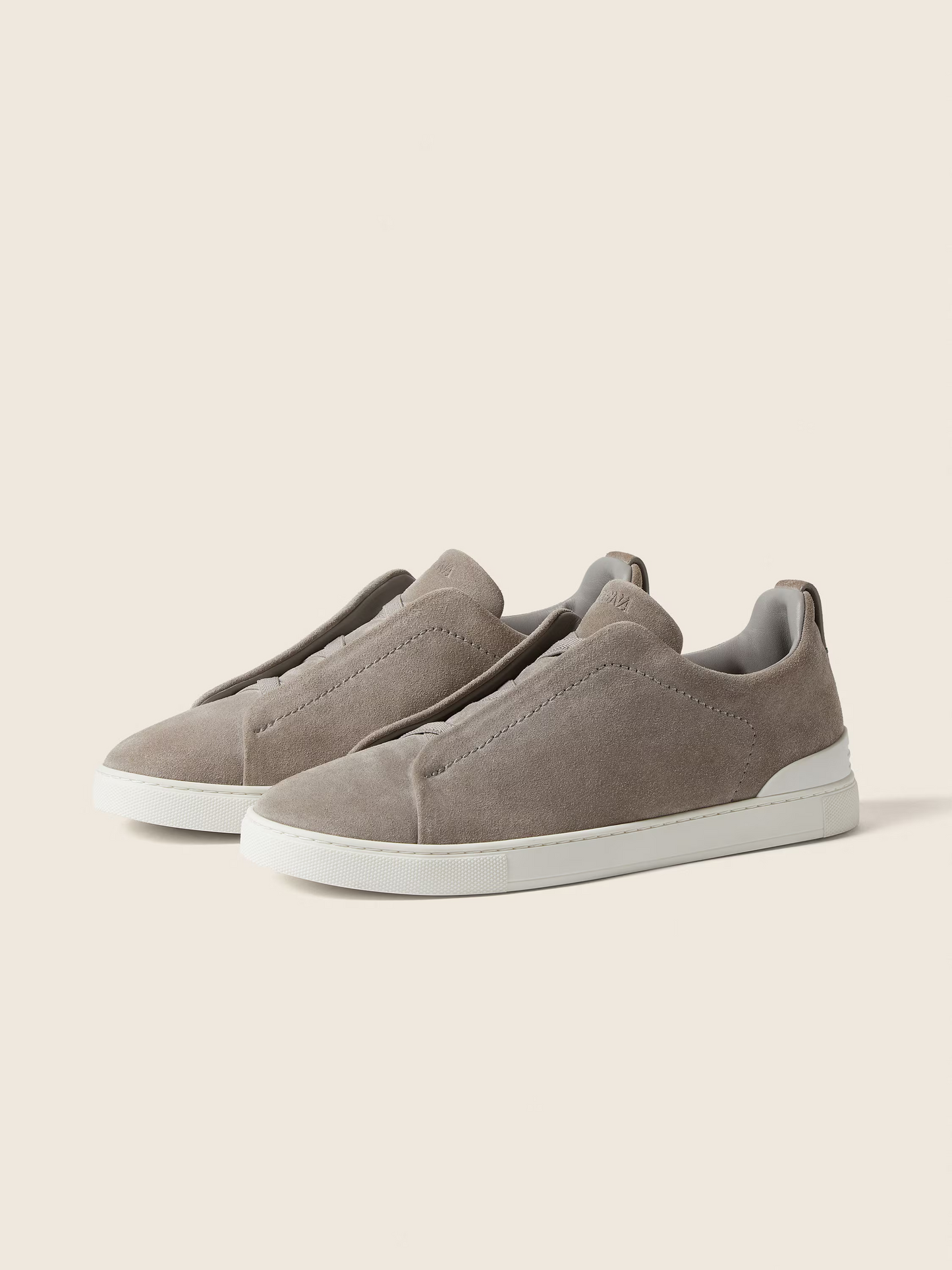 The Grey Melange Suede Triple Stitch  Sneakers