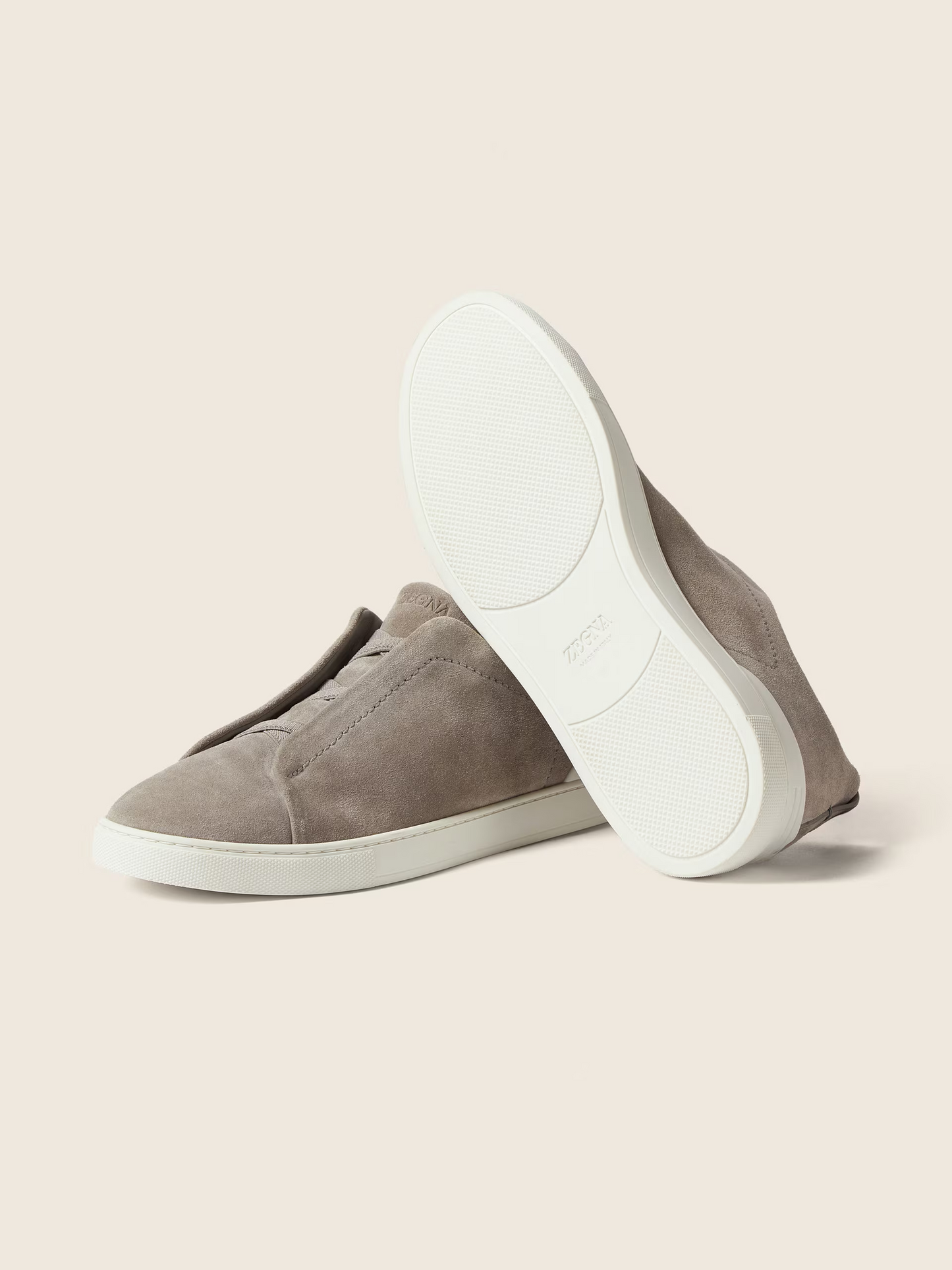 The Grey Melange Suede Triple Stitch  Sneakers