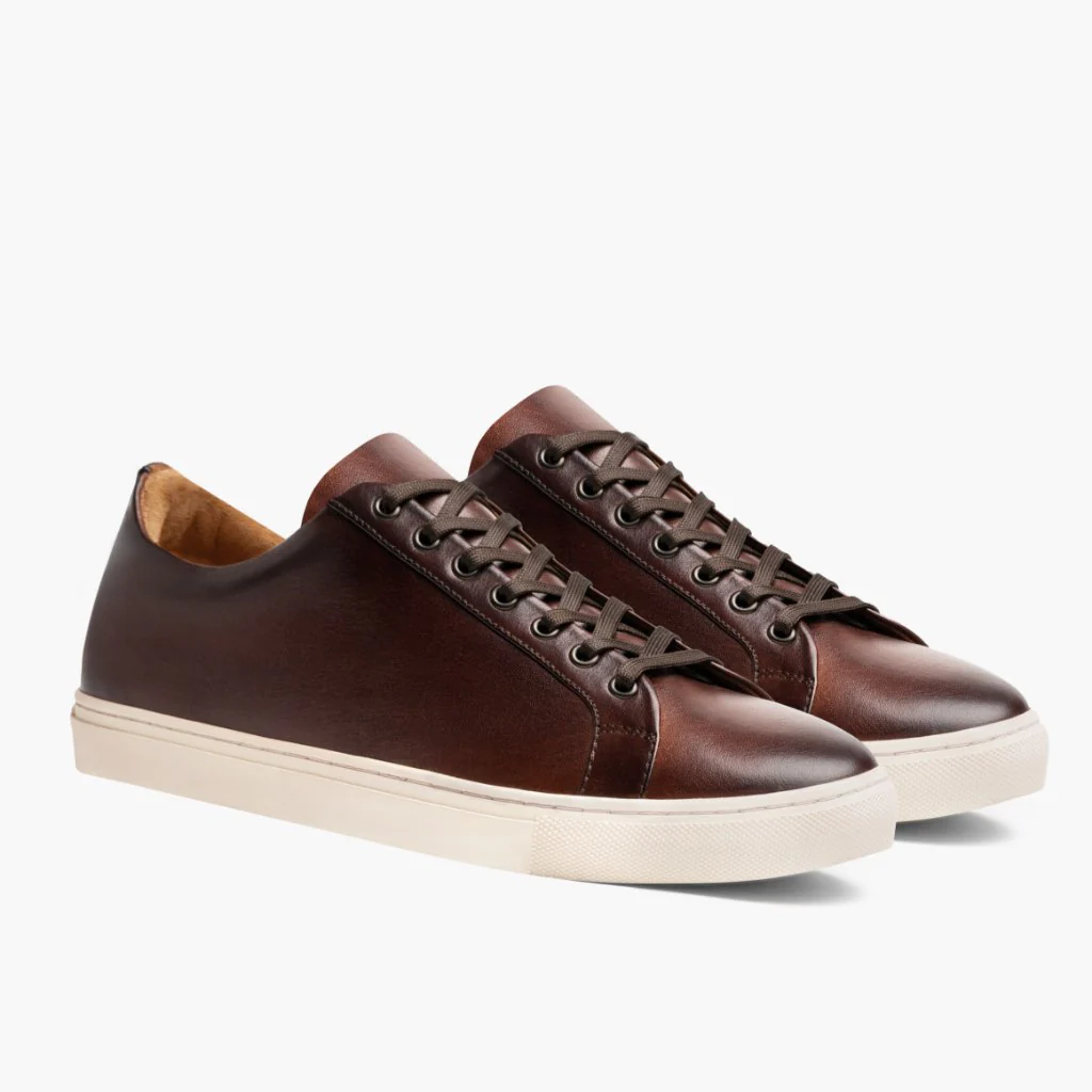Retro Brown Leather Casual Sneakers