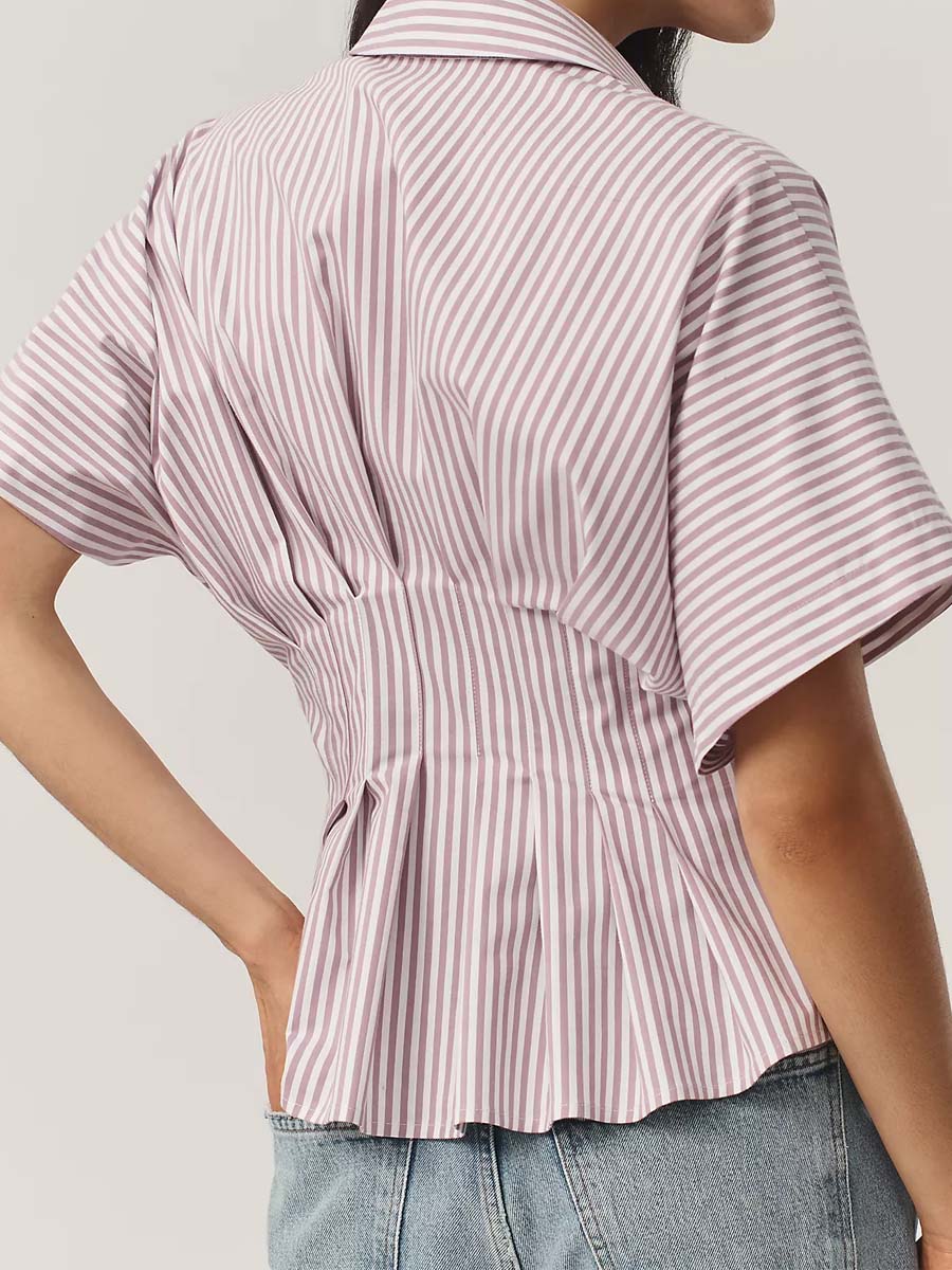 Exaggerated Sleeve Pleated Blouse