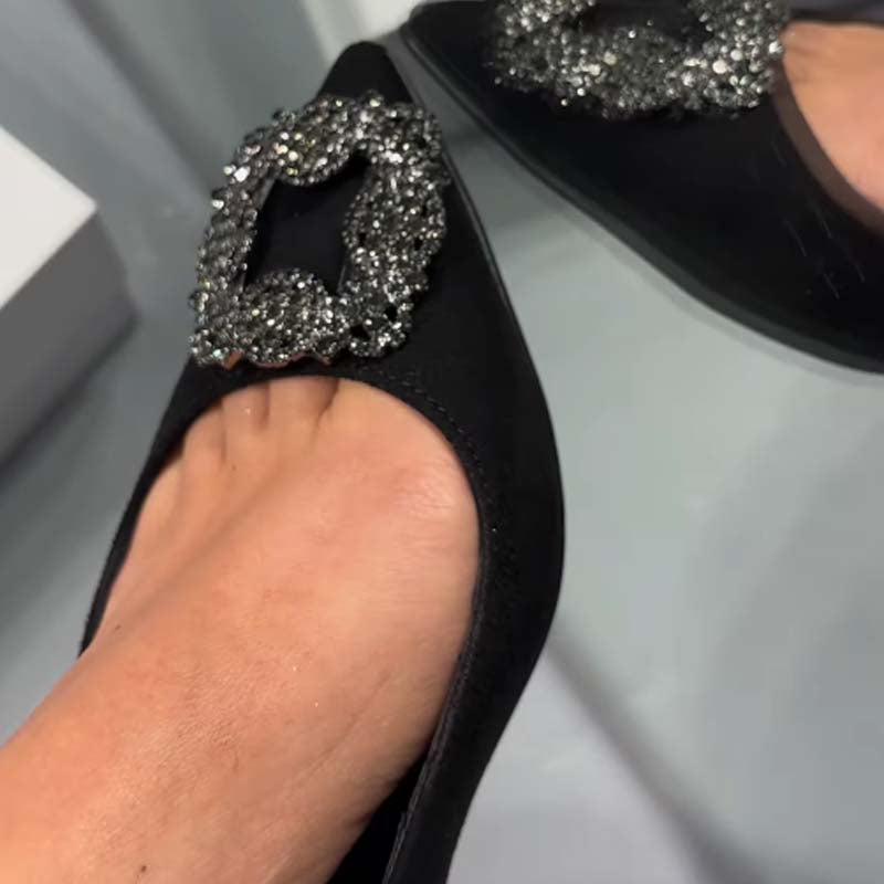 Rhinestone Sparkle Point-toe Flat Sandals
