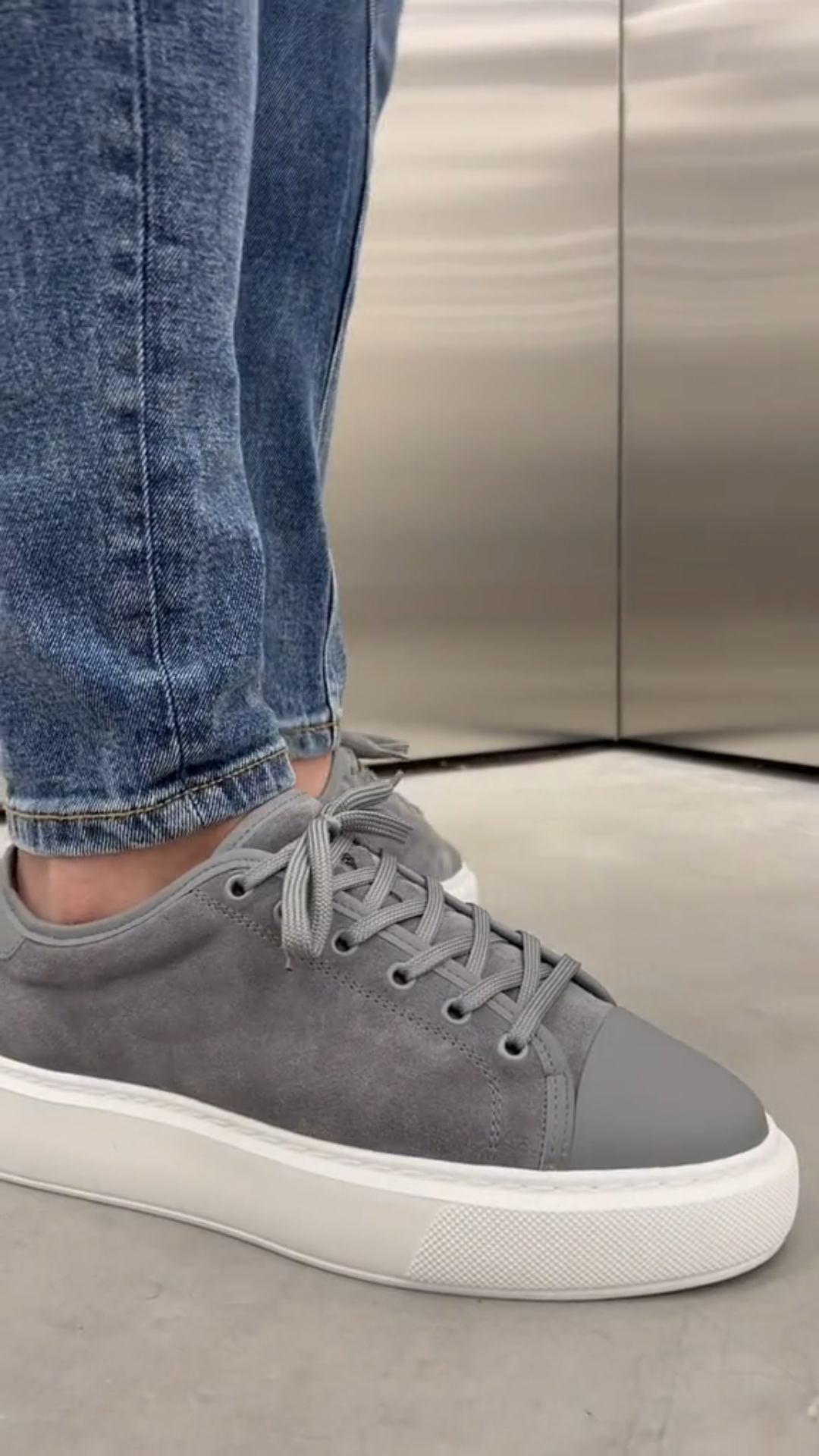 Men's Grey and White Trainers
