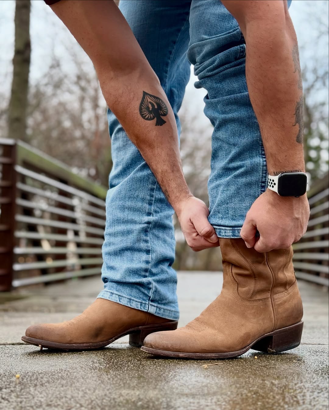 Men's Vintage Suede Cowboy Boots