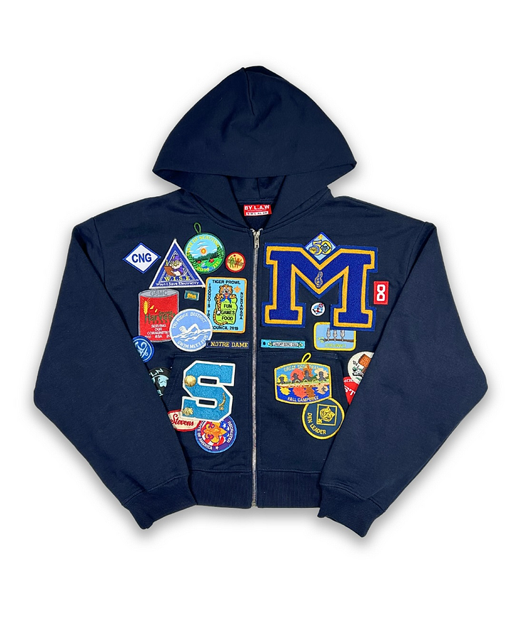 Casual Preppy Style Badge Zip-up Hoodie