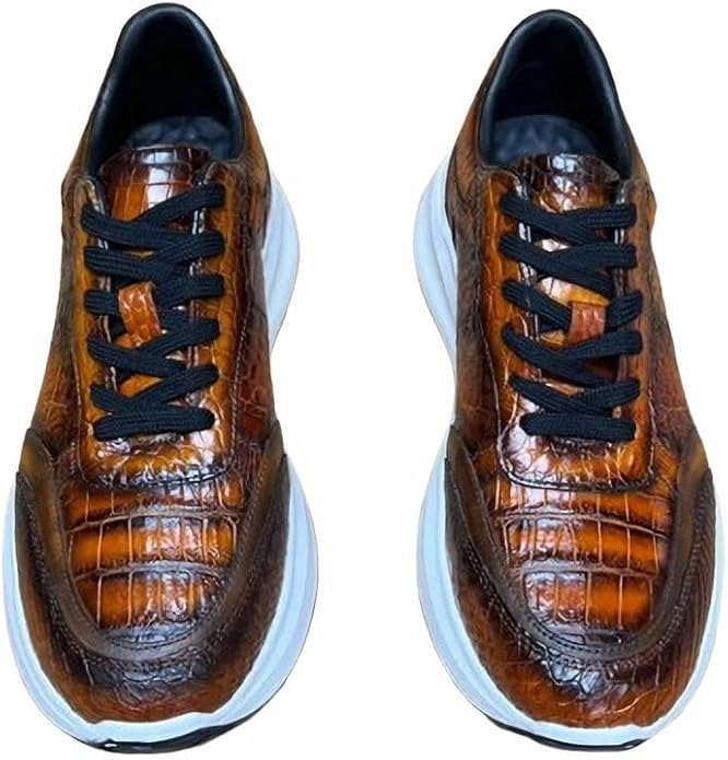 Crocodile Skin Hand Painted Mens Sneakers