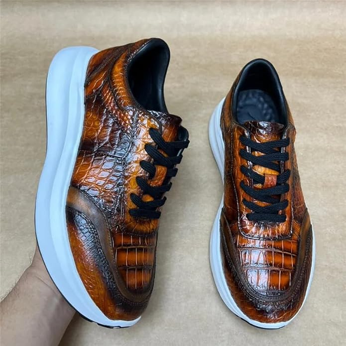 Crocodile Skin Hand Painted Mens Sneakers