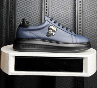 Soft leather blue men's sneakers