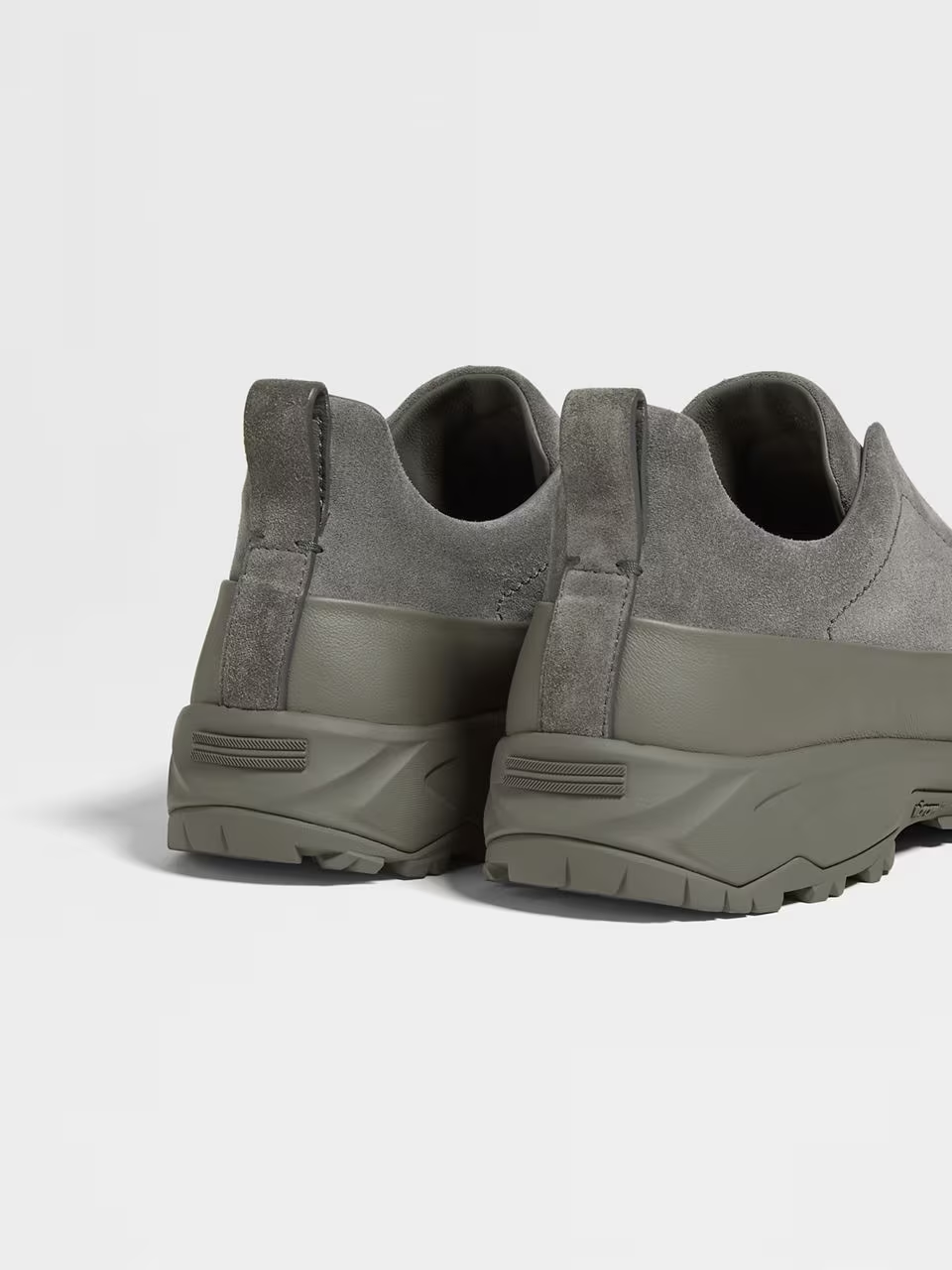 Grey Suede and Leather Triple Stitch Monte Sneakers