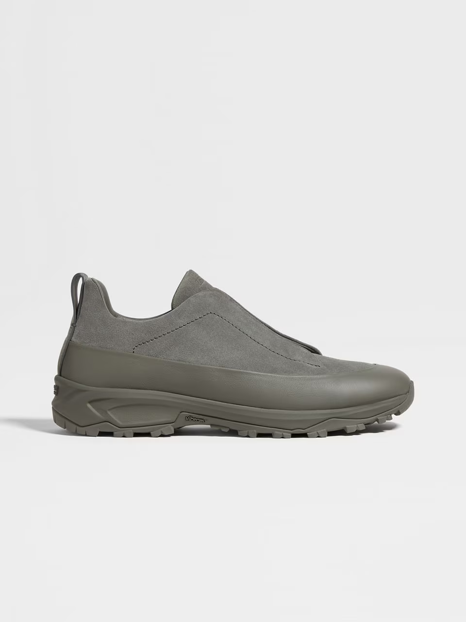 Grey Suede and Leather Triple Stitch Monte Sneakers