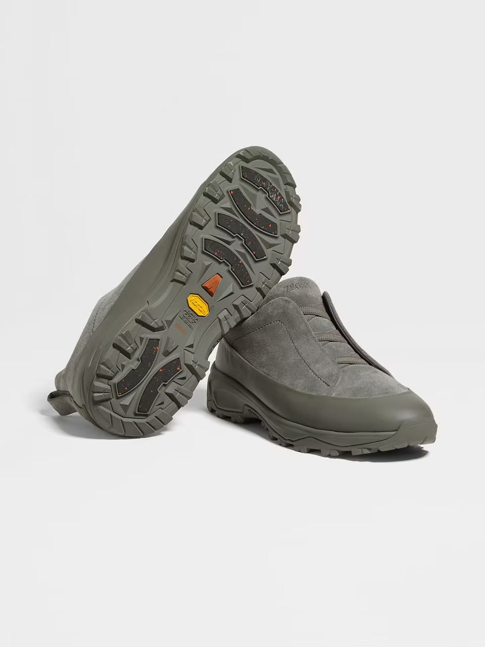 Grey Suede and Leather Triple Stitch Monte Sneakers