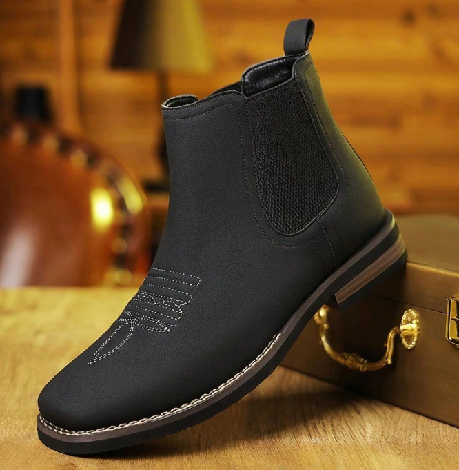 Men's Western Embroidered Chelsea Ankle Boots