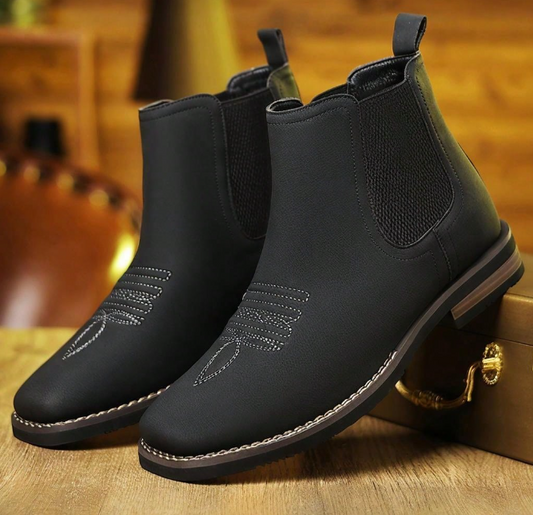 Men's Western Embroidered Chelsea Ankle Boots