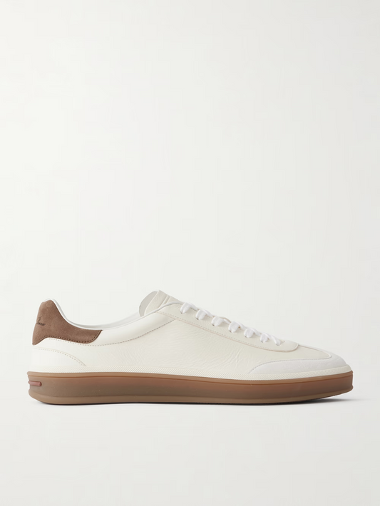 Suede Trim Leather Sneakers