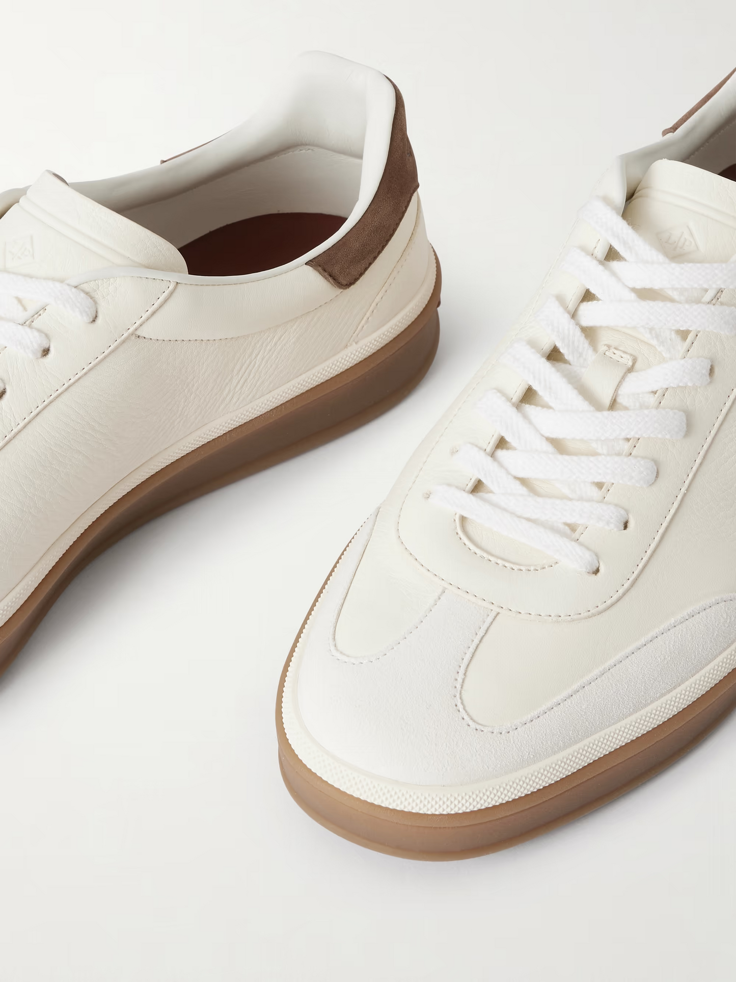 Suede Trim Leather Sneakers