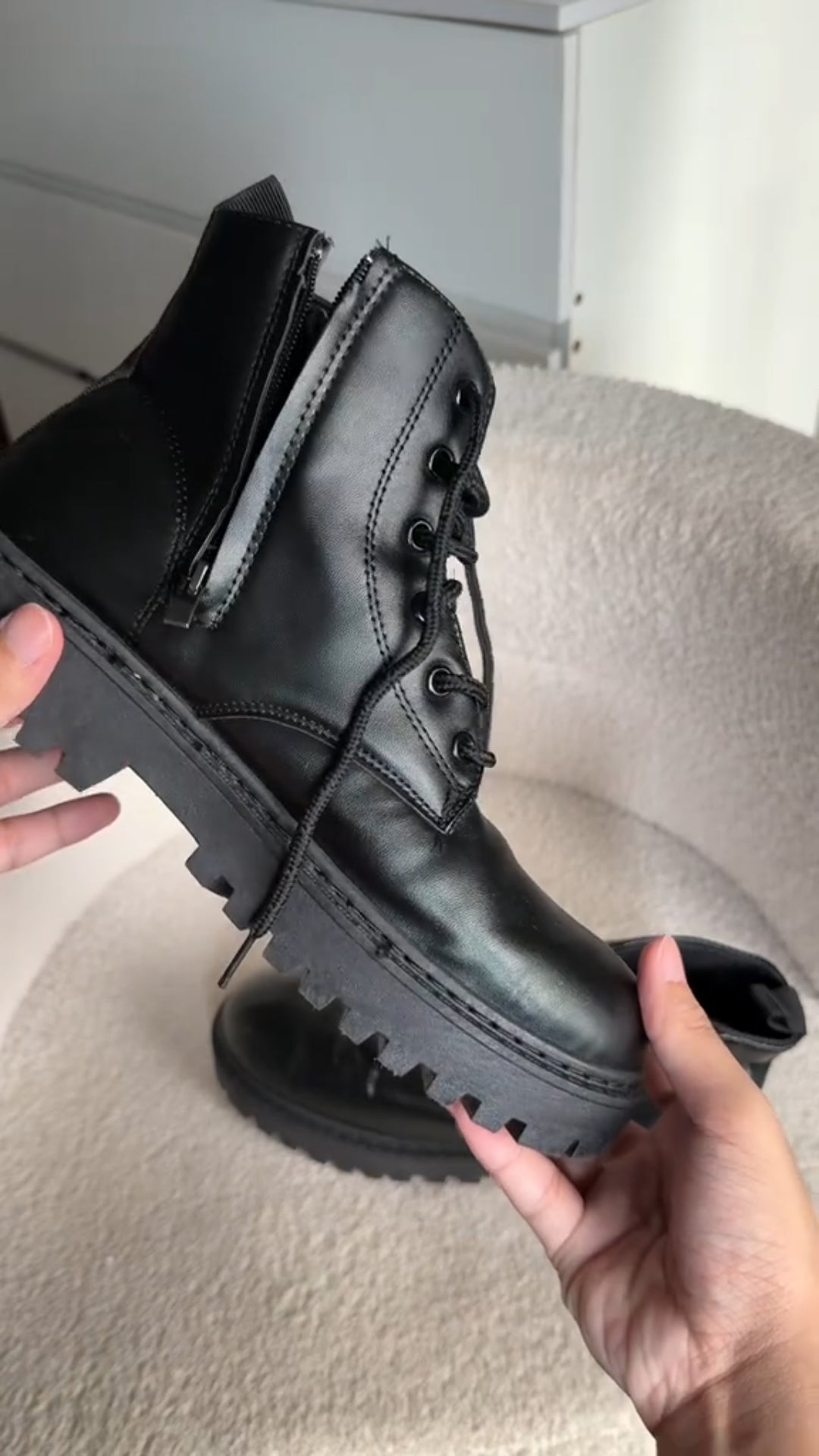 Refined Black Lace-Up Boots