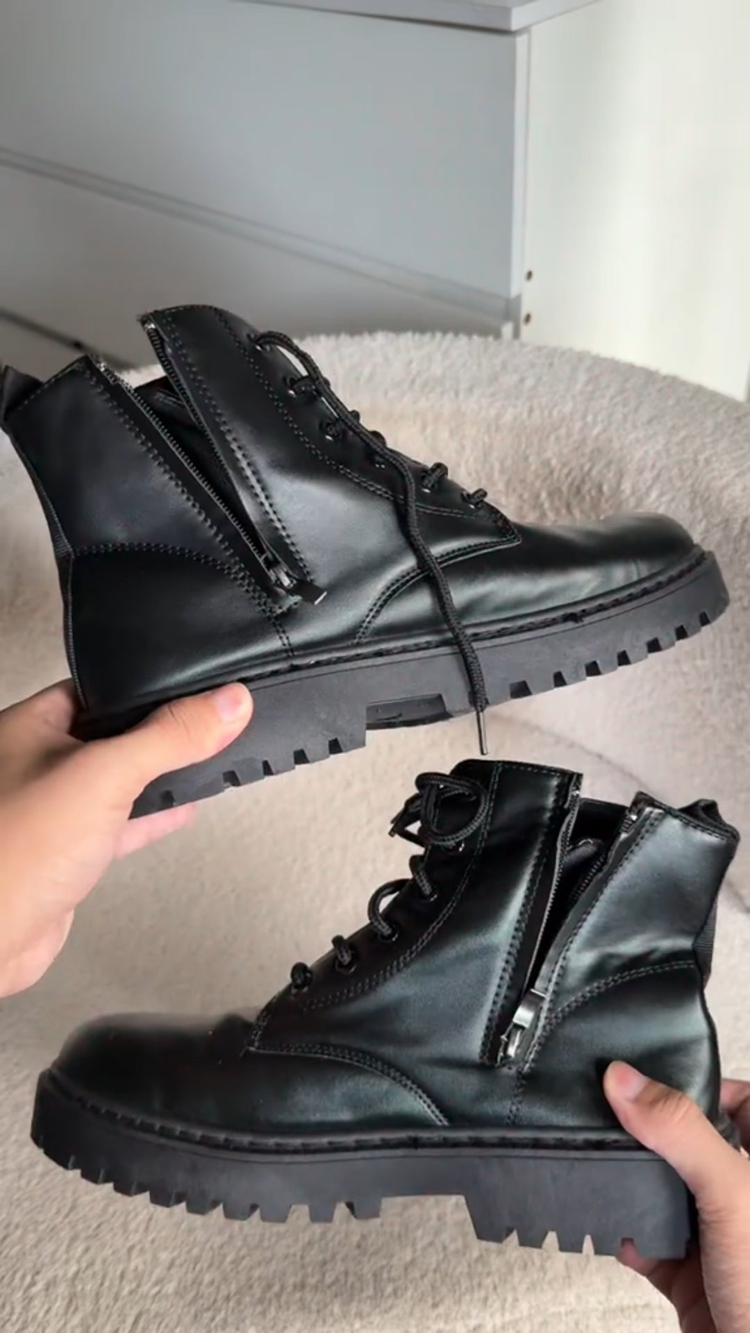 Refined Black Lace-Up Boots