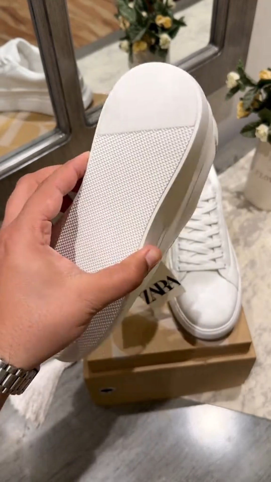 Pure White Platform Low Top Leather Sneakers