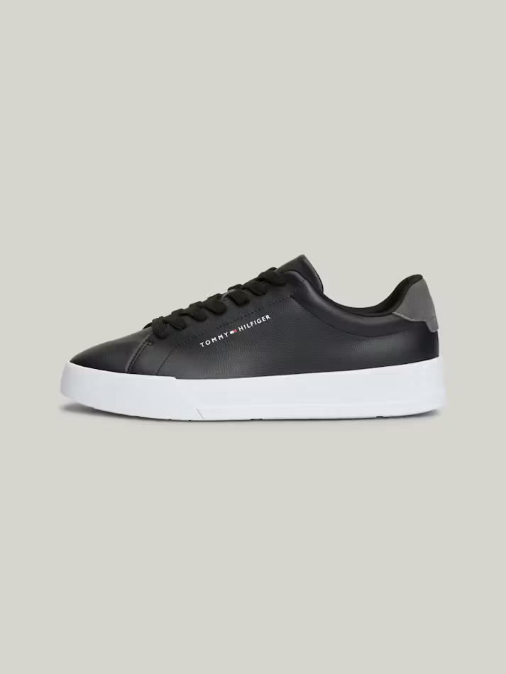 Pebble Grain Logo Court Sneakers