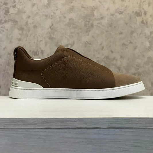 Light Taupe Suede Triple Stitch Sneakers