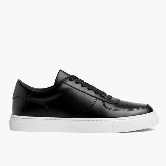 Men's Court Low Top Sneaker In Black Leather