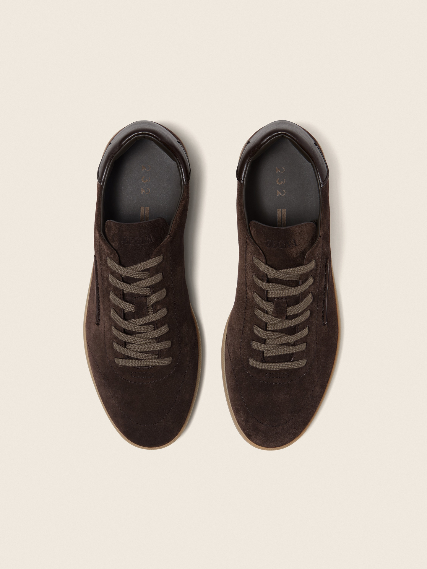 Triple Stitch Dark Brown Suede Low Top Sneaker