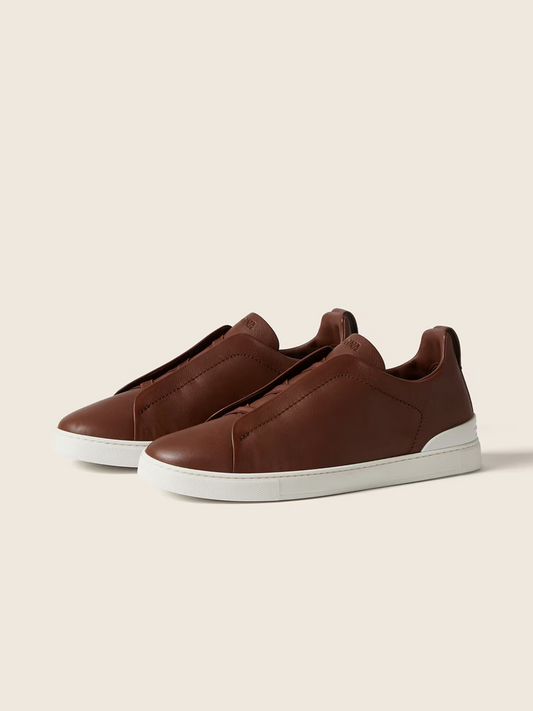 Almond Brown Triple Stitch Sneakers