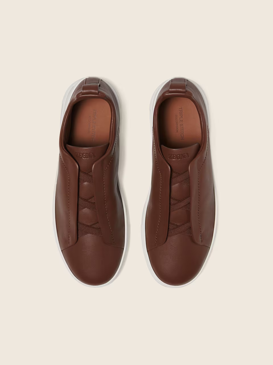 Almond Brown Triple Stitch Sneakers
