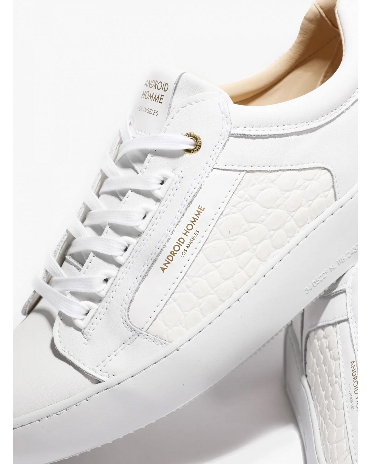Mens Venice Patent Croc Trainers White