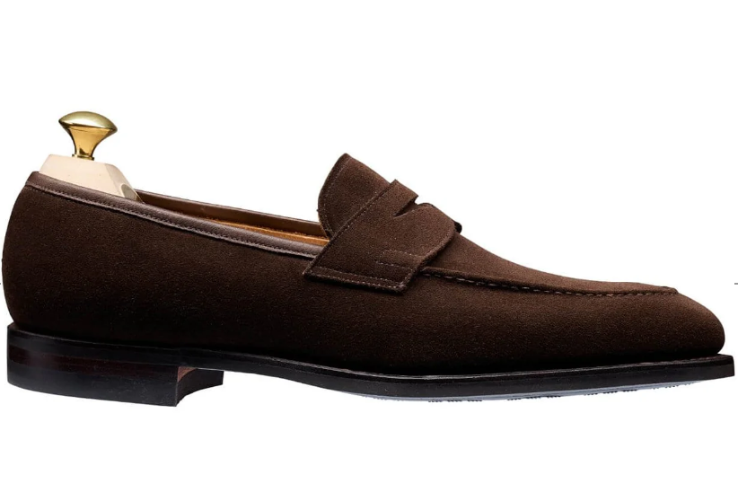 Water-Repellent Suede Penny Loafers