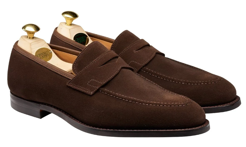 Water-Repellent Suede Penny Loafers
