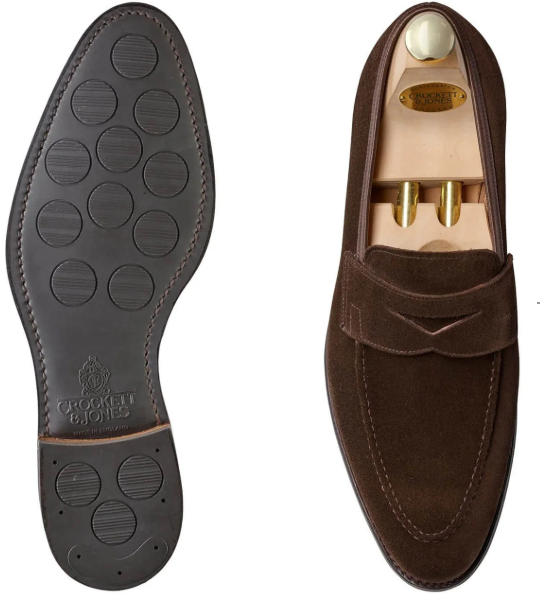 Water-Repellent Suede Penny Loafers