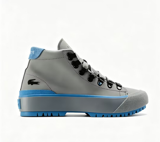 Grey Blue Court Style High-Top Sneakers