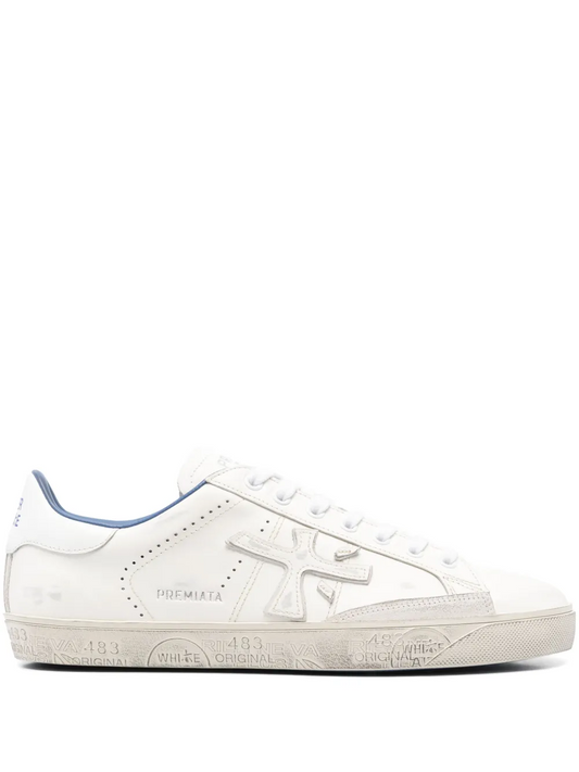 White Leather Low-Top Sneakers