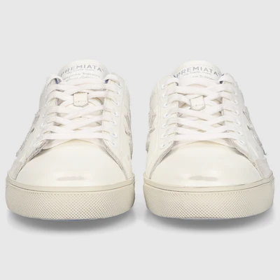 White Leather Low-Top Sneakers
