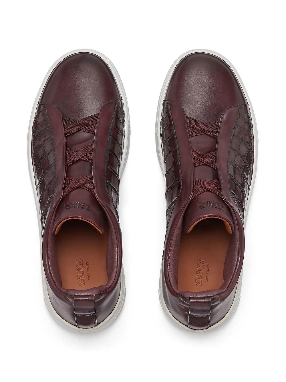 Brown Crocodile Leather Triple Stitch Sneakers