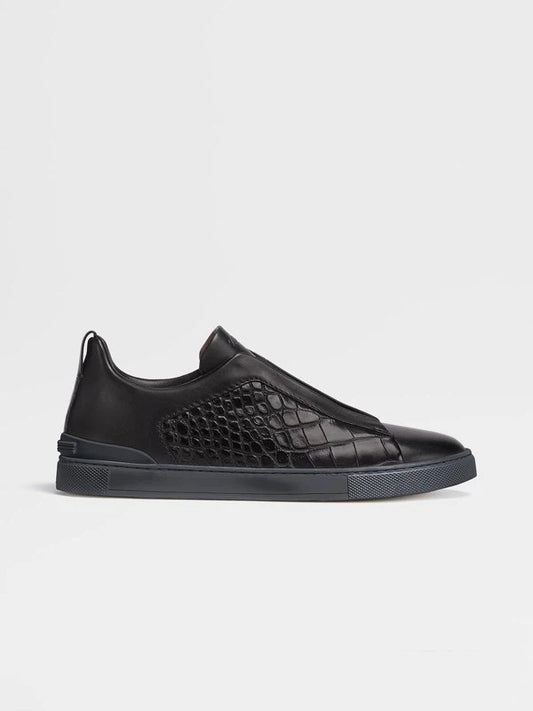 Croc-Embossed Luxury Low-Top Sneakers