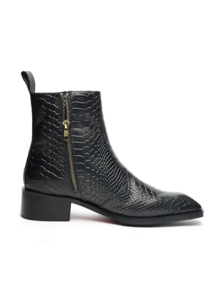 Men Textured Square Toe Boots