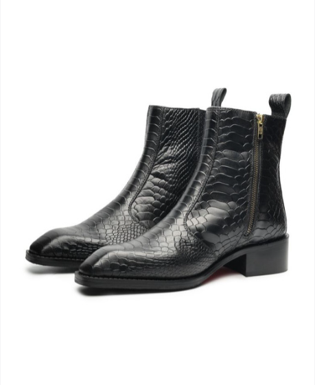 Men Textured Square Toe Boots