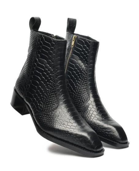 Men Textured Square Toe Boots