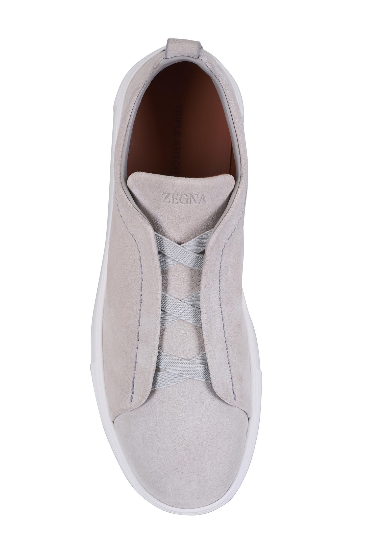 Triple Stitch White Suede Low Top Sneaker