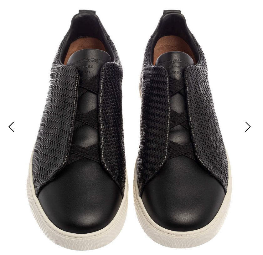 Couture Black Woven Leather Pelletessuta Triple Stitch Slip On Sneakers