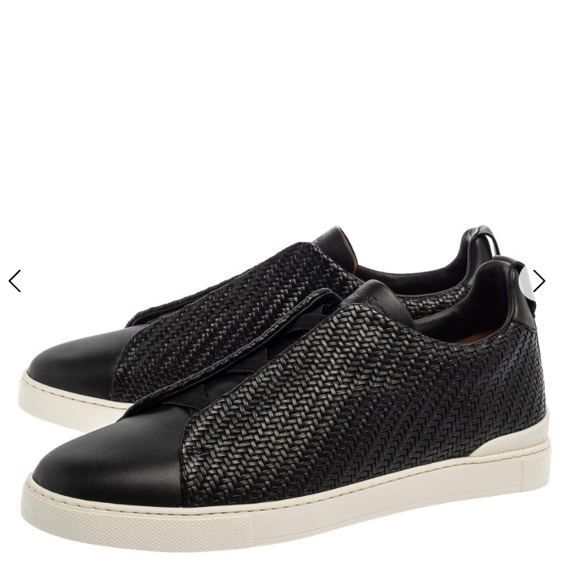 Couture Black Woven Leather Pelletessuta Triple Stitch Slip On Sneakers